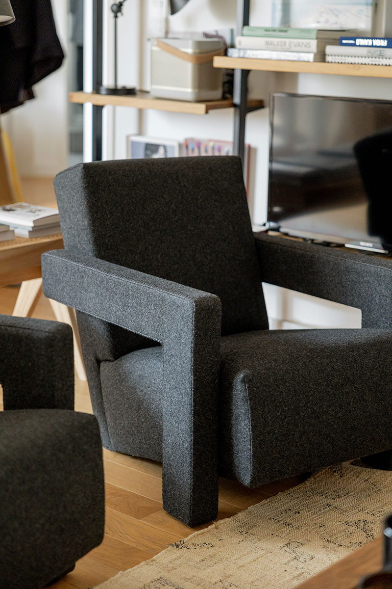 Fauteuil en tissu gris anthracite