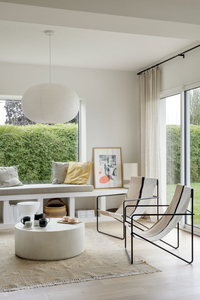 Salon Saint-Cast avec fauteuils en tissus et métal