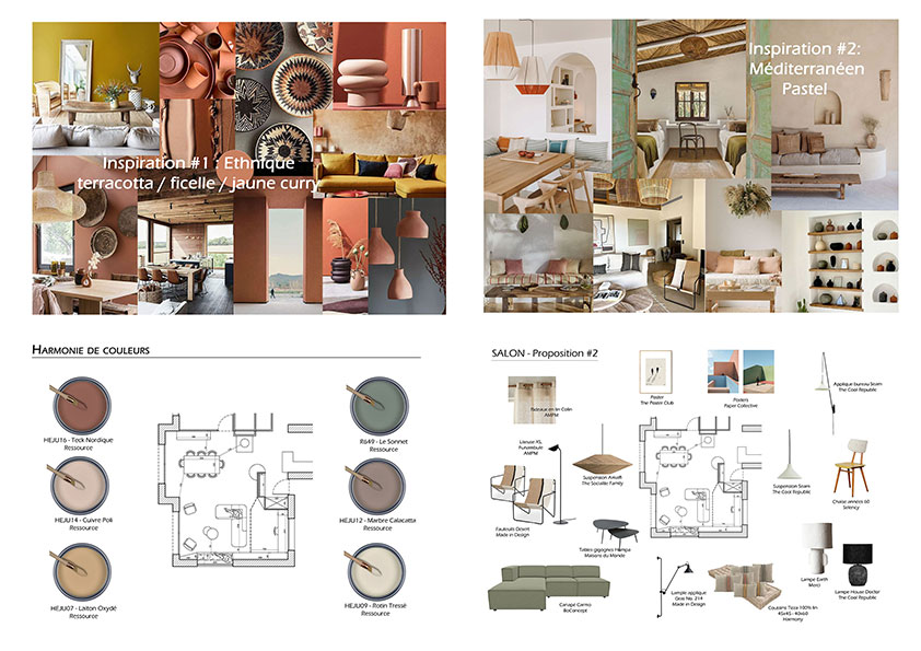 Moodboards d'inspiration ethnique et méditerranéenne